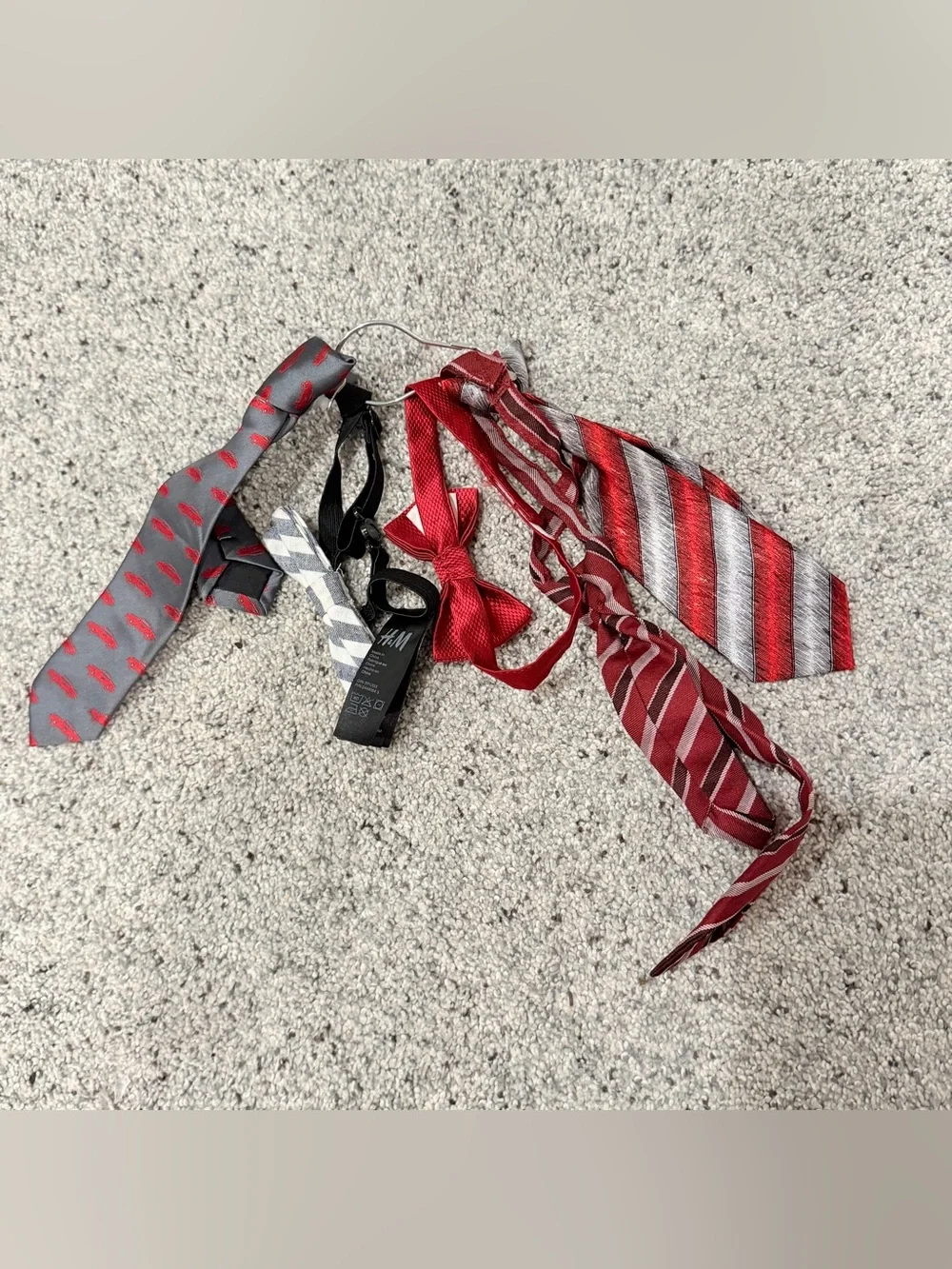 Boys 2T - 4T ties and bows red silver grey white solid colors and cars